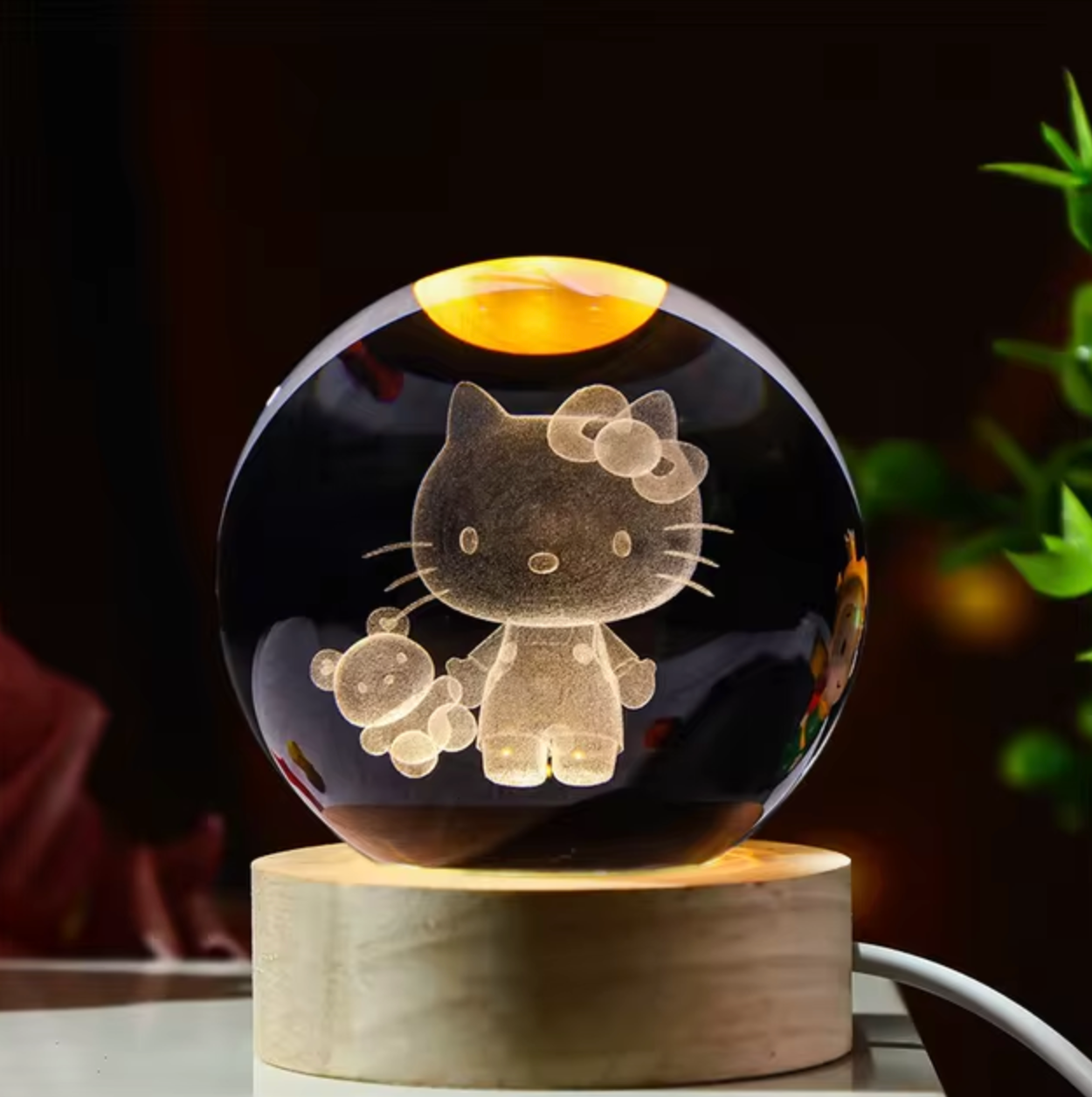 Kitty & Elephant Crystal Lamp