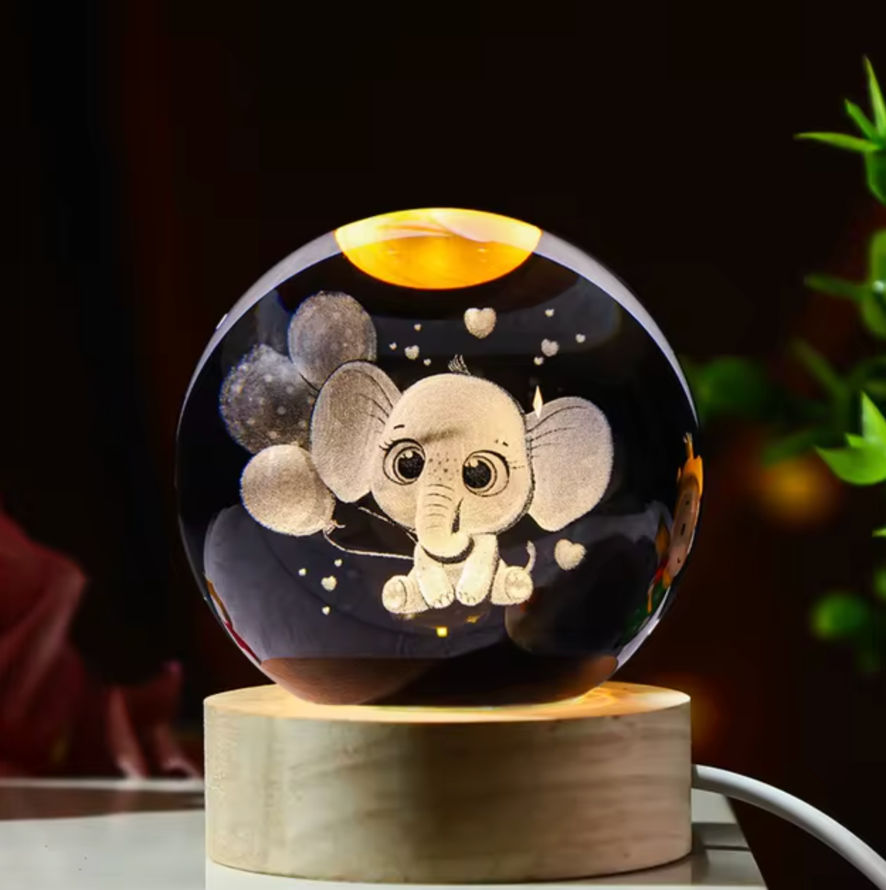 Kitty & Elephant Crystal Lamp