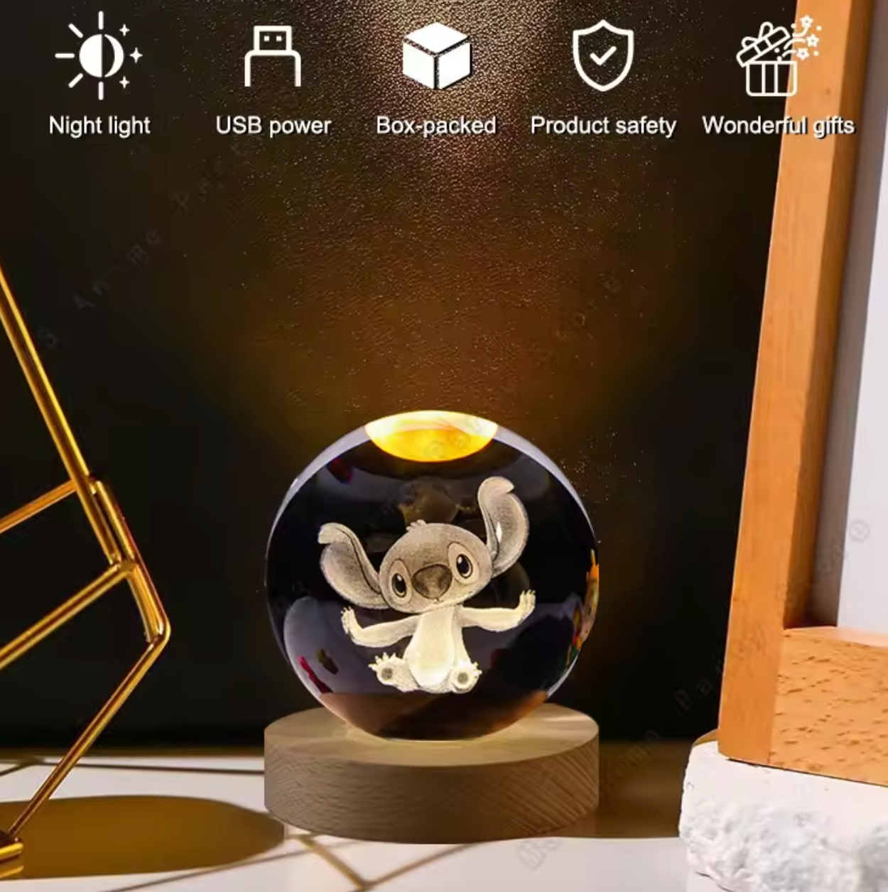 Stitch 3D Crystal Lamp